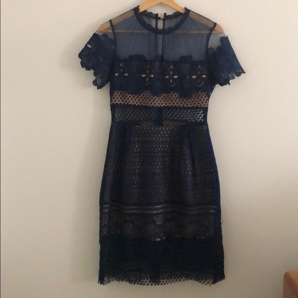 Navy Self Portrait Lace Dress